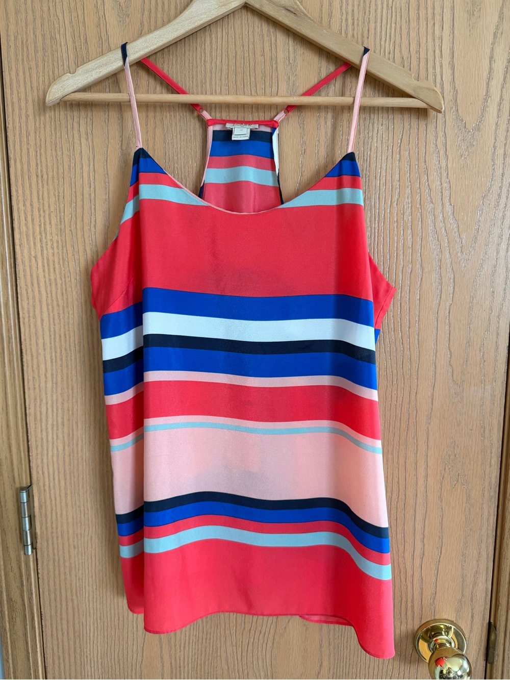 J. Crew Red Multi-Stripe Silk Tank Top